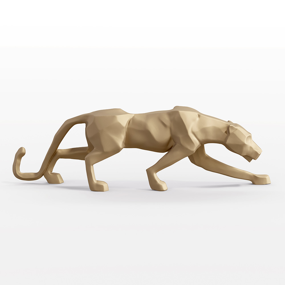Escultura Decorativa Pantera Caminhando M Dourado Fosco G07 - Gran Belo