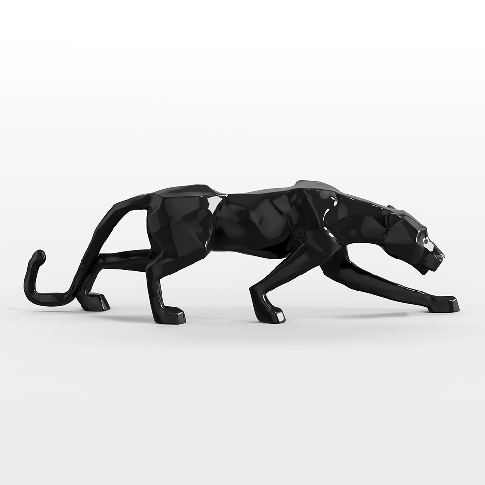 Escultura Decorativa Pantera Caminhando M Preto Brilho G07 - Gran Belo