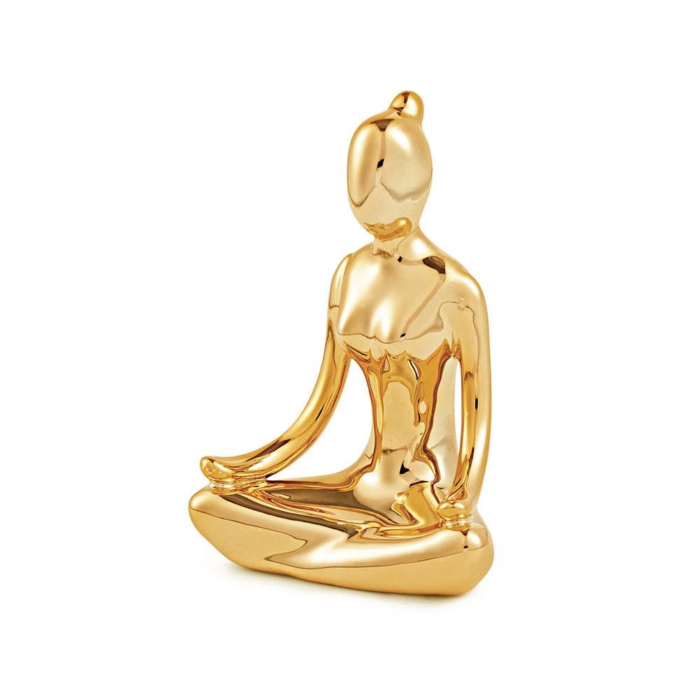 Escultura Decorativa de Yoga em Porcelana 1 Dourado G39 - Gran Belo