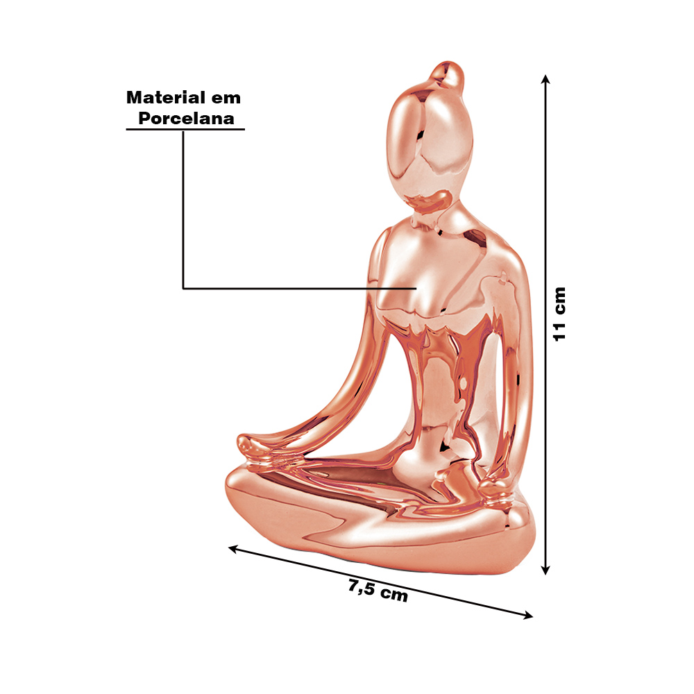 Escultura Decorativa de Yoga em Porcelana 1 Rose G39 - Gran Belo