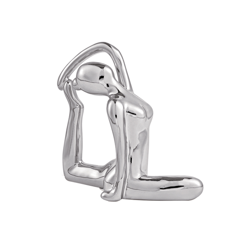 Escultura Decorativa de Yoga em Porcelana 2 Prata G39 - Gran Belo