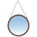 Espelho Redondo Decorativo Melk 65cm Com Tira de Couro Madeira Maciça Rustic Brown G54 - Gran Belo
