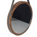 Espelho Redondo Decorativo Melk 65cm Com Tira de Couro Madeira Maciça Rustic Brown G54 - Gran Belo