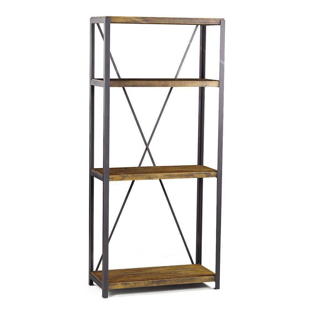Estante Baviera com 3 Prateleiras Grafite/Rustic Brown - Gran Belo
