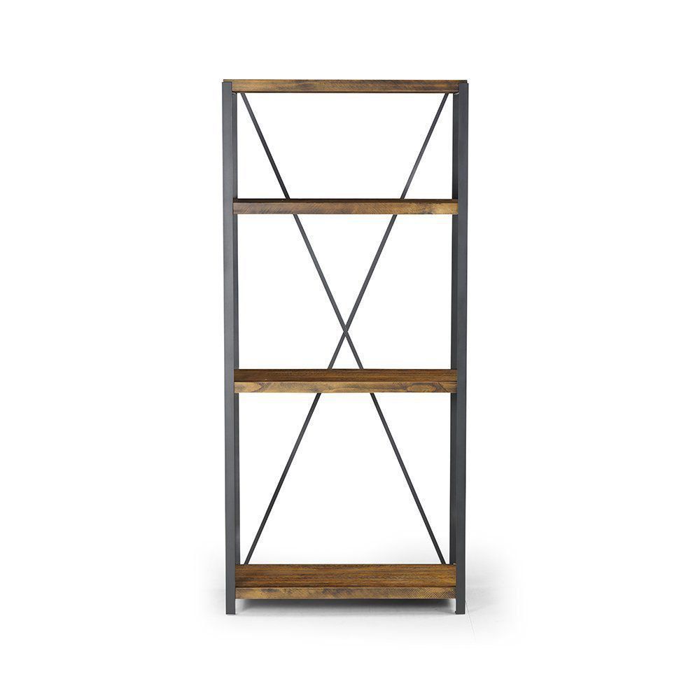 Estante Baviera com 3 Prateleiras Grafite/Rustic Brown - Gran Belo