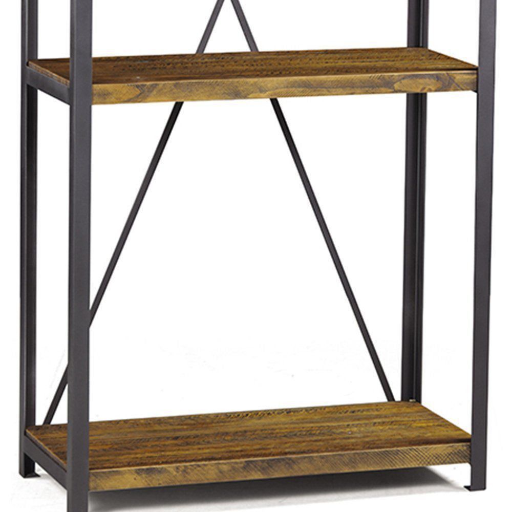 Estante Baviera com 3 Prateleiras Grafite/Rustic Brown - Gran Belo