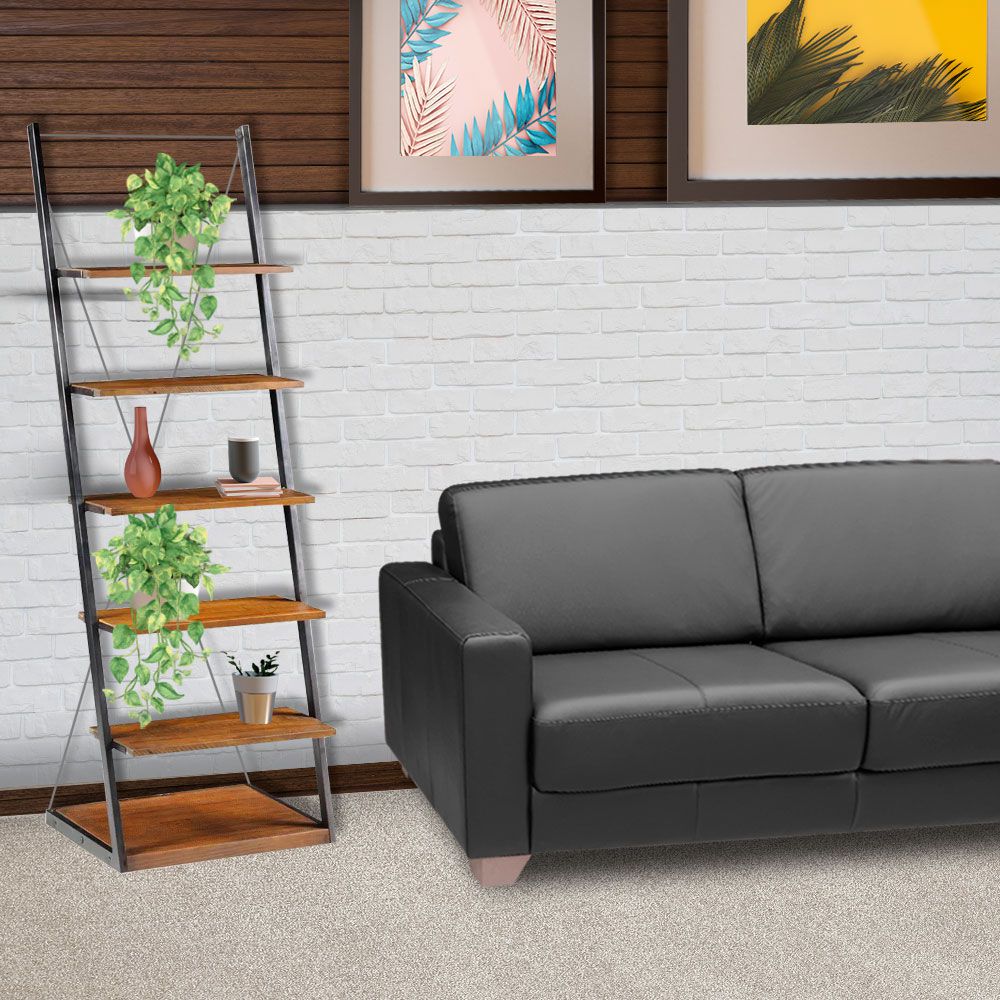 Estante Escada para Escritório Home Office Marjory Grafite Madeira Maciça Rustic Brown - Gran Belo