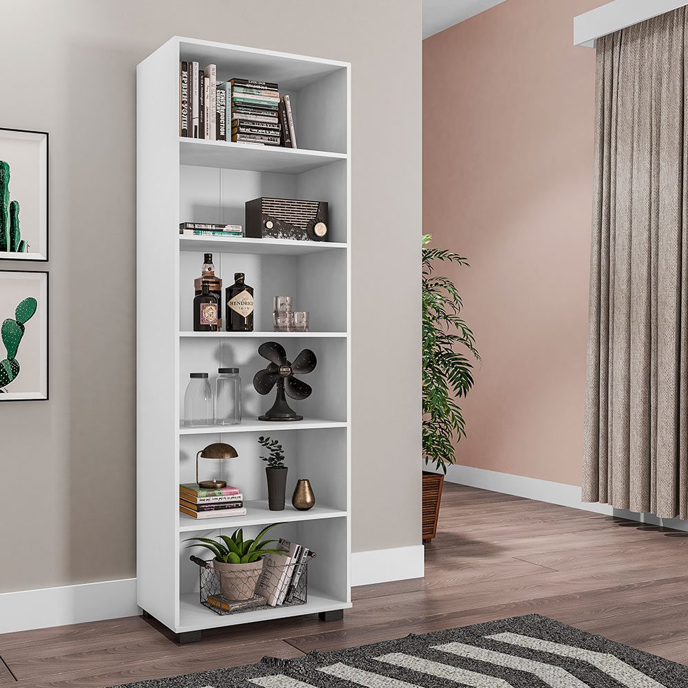 Estante de Livros para Escritório Home Office Alf Branco Texturizado - Gran Belo