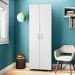 Estante de Livros para Escritório Home Office Portas Grandes Alf Branco Texturizado - Gran Belo