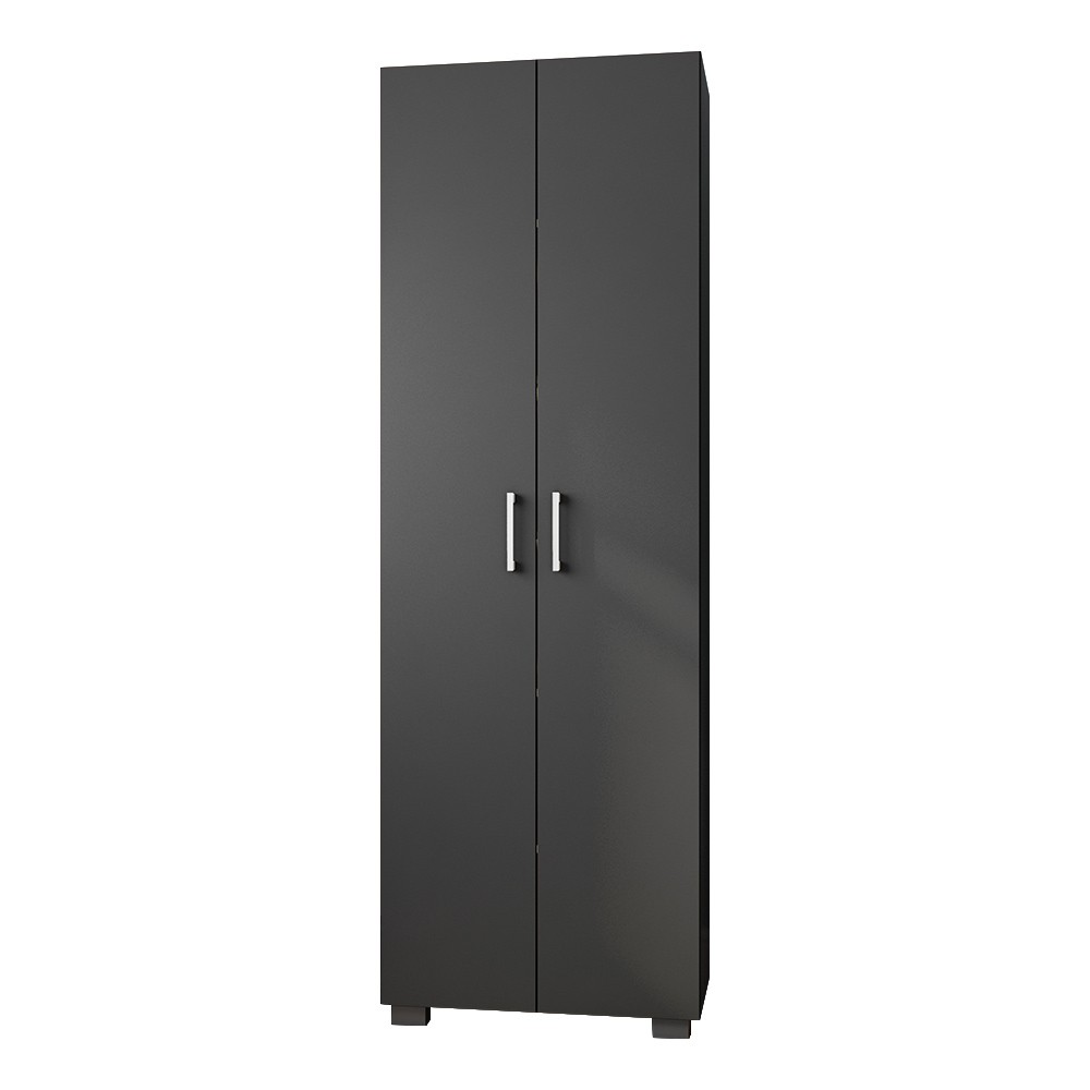 Estante de Livros para Escritório Home Office Portas Grandes Alf Preto Texturizado - Gran Belo