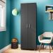 Estante de Livros para Escritório Home Office Portas Grandes Alf Preto Texturizado - Gran Belo