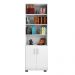Estante de Livros para Escritório Home Office Portas Pequenas Alf Branco Texturizado - Gran Belo