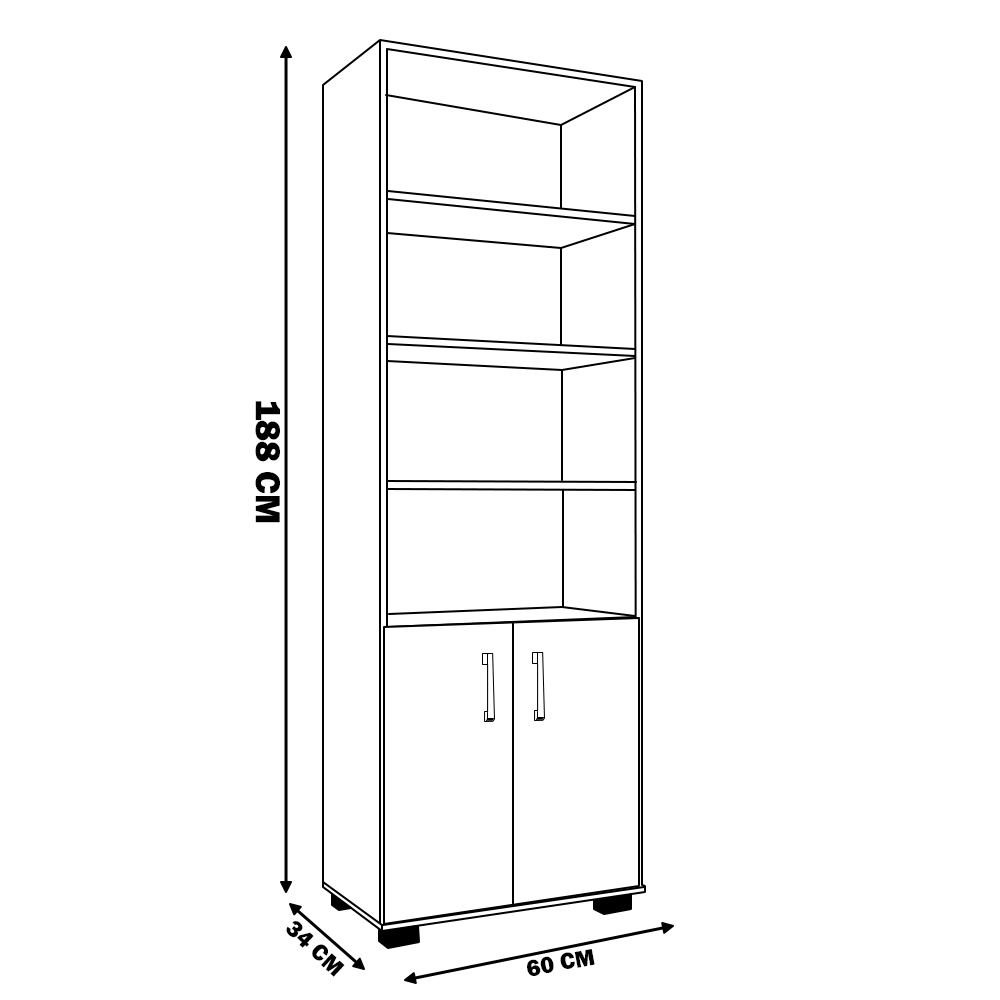 Estante de Livros para Escritório Home Office Portas Pequenas Alf Branco Texturizado - Gran Belo