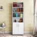Estante de Livros para Escritório Home Office Portas Pequenas Alf Branco Texturizado - Gran Belo
