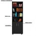 Estante de Livros para Escritório Home Office Portas Pequenas Alf Preto Texturizado - Gran Belo