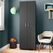 Estante de Livros para Escritório MDP Texturizado Home Office Portas Grandes Alf Preto G47 - Gran Belo