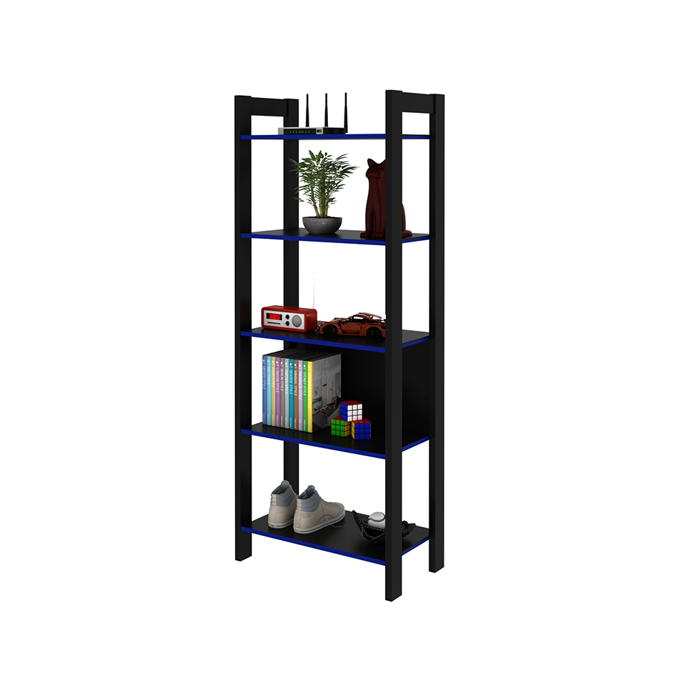 Estante para Escritório Home Office Gamer ME4166 MDP Preto/Azul G69 - Gran Belo