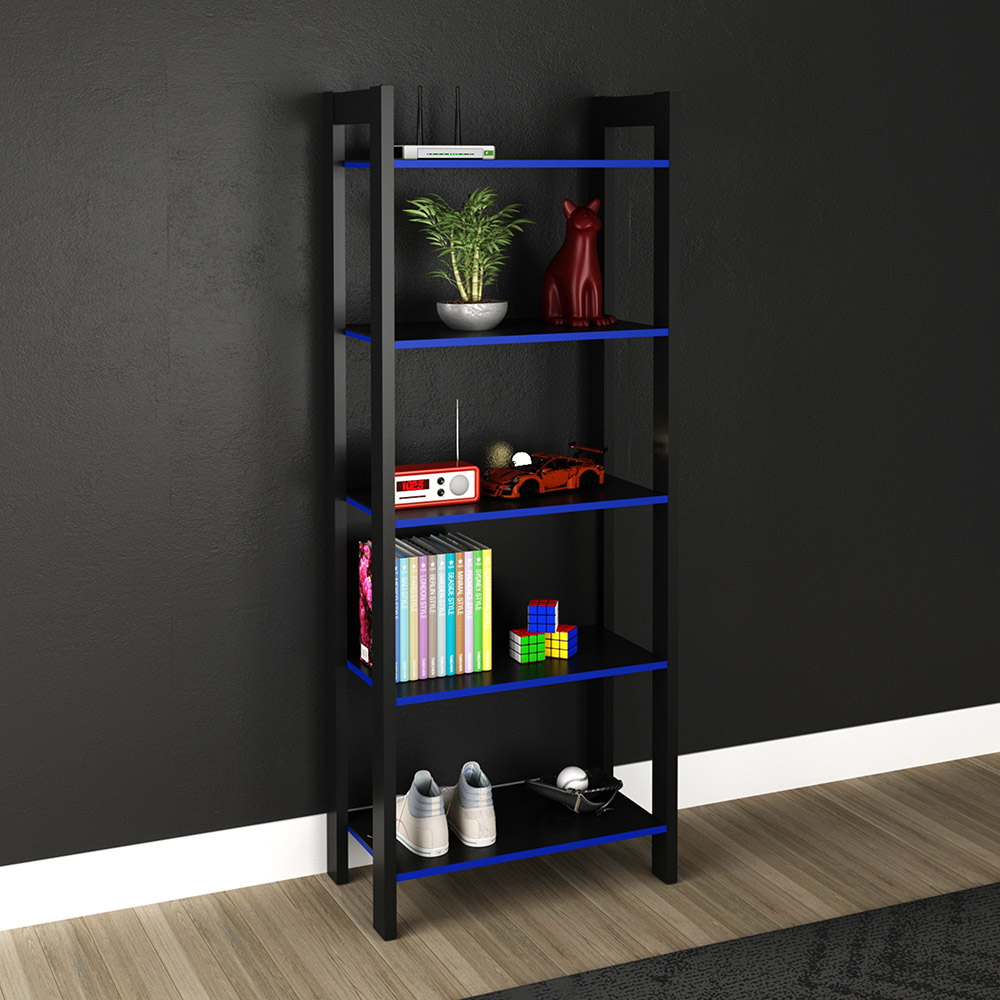 Estante para Escritório Home Office Gamer ME4166 MDP Preto/Azul G69 - Gran Belo