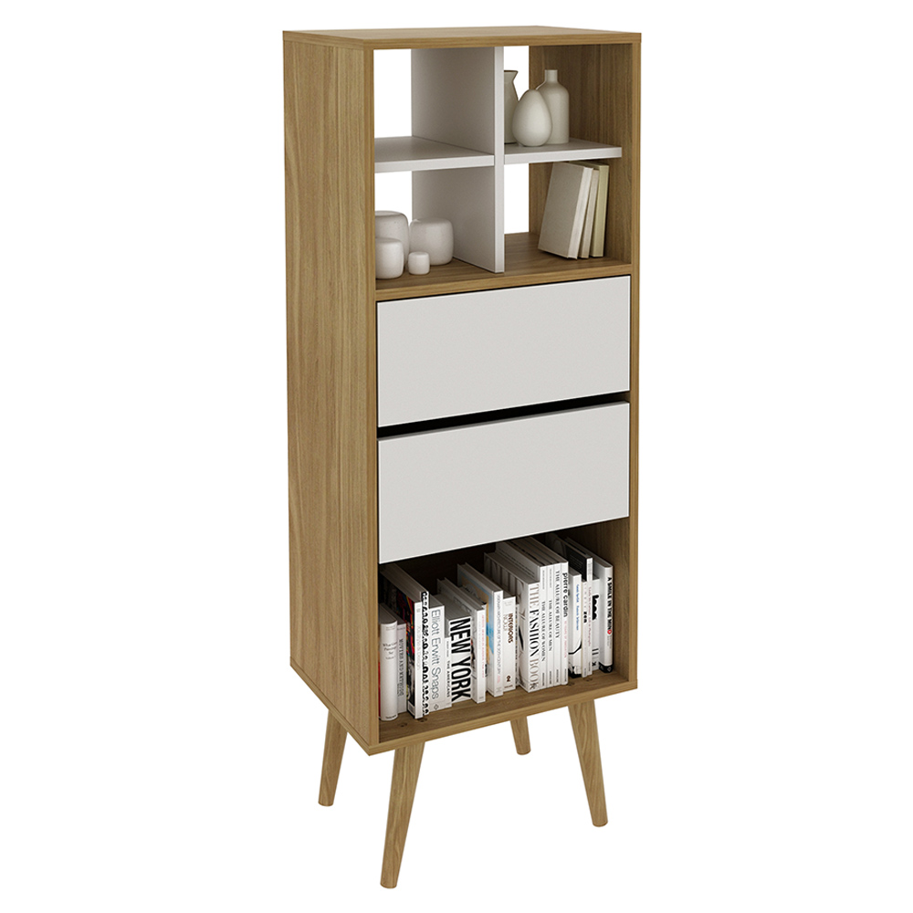 Estante para Escritório Sala de Estar E1716 MDP Natural/Off White G69 - Gran Belo
