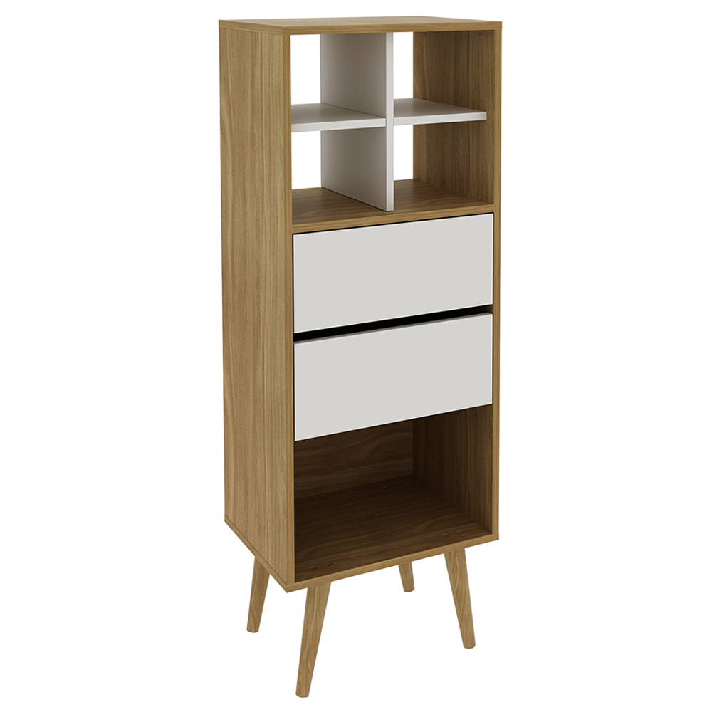 Estante para Escritório Sala de Estar E1716 MDP Natural/Off White G69 - Gran Belo