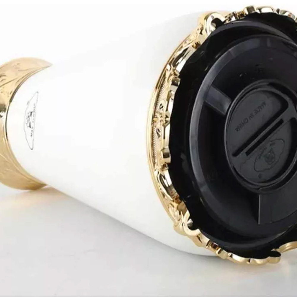 Garrafa Términa 1 Litro Louise Luxuosa Quente Frio Inox Branca/Dourada G95 - Gran Belo