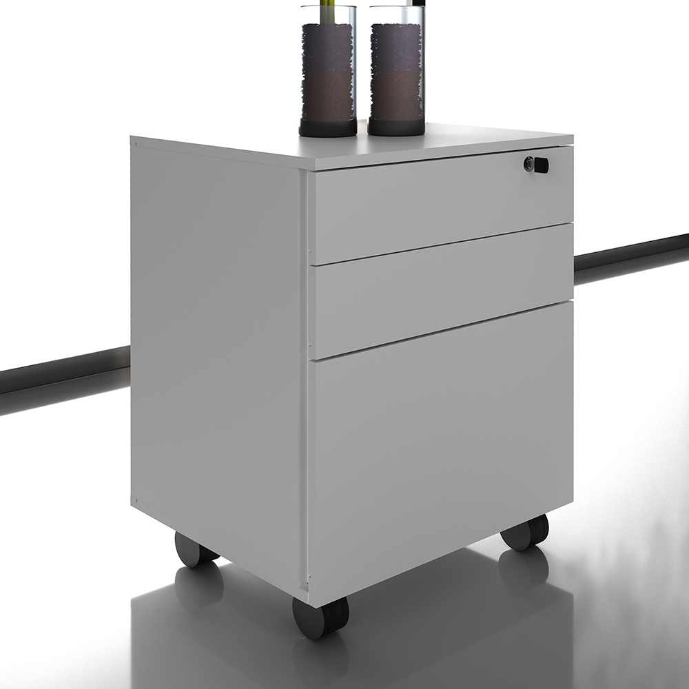Gaveteiro com Chave para Escritório Home Office ME4148 MDP Branco G69 - Gran Belo