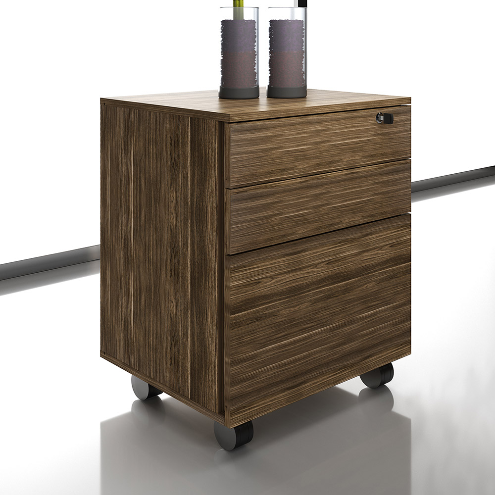 Gaveteiro com Chave para Escritório Home Office ME4148 MDP Nogal G69 - Gran Belo