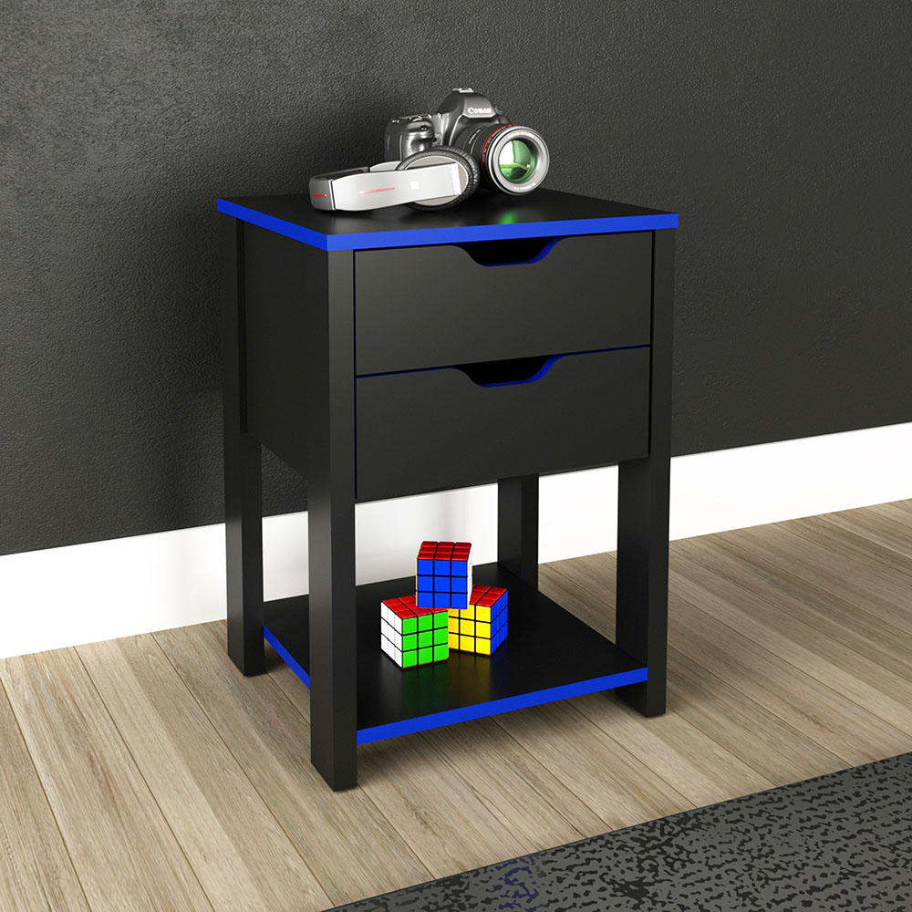 Gaveteiro para Escritório Home Office Gamer ME4163 MDP Preto/Azul G69 - Gran Belo