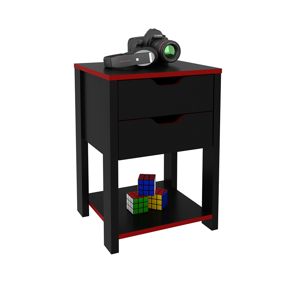 Gaveteiro para Escritório Home Office Gamer ME4163 MDP Preto/Vermelho G69 - Gran Belo