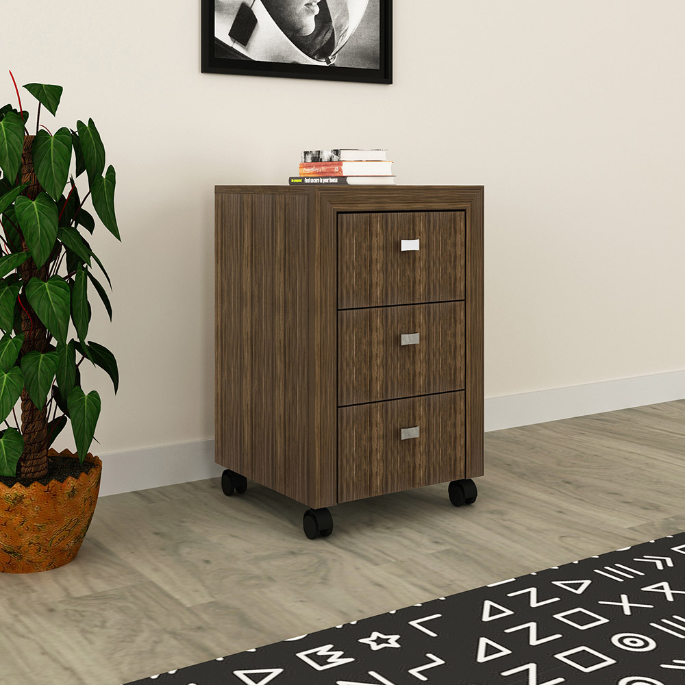 Gaveteiro para Escritório Home Office ME4108 MDP Nogal G69 - Gran Belo