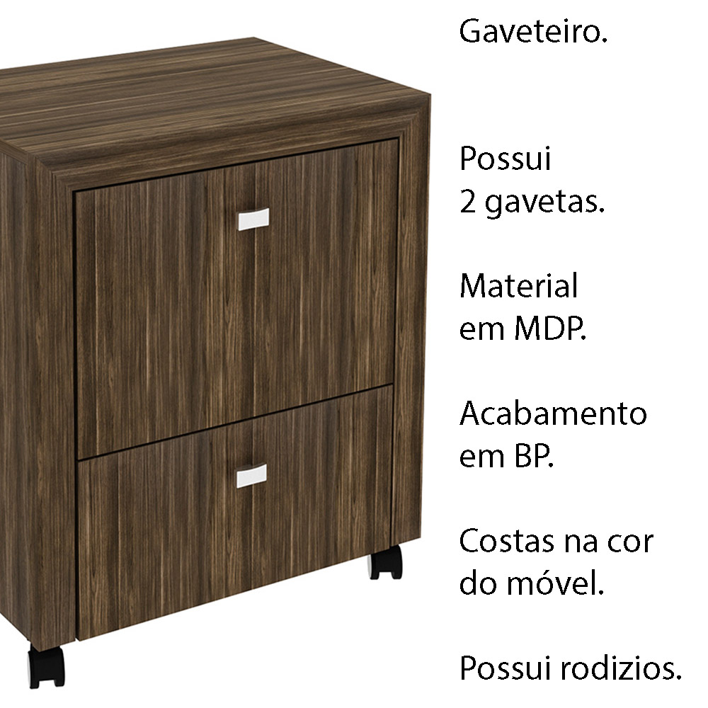 Gaveteiro para Escritório Home Office ME4112 MDP Nogal G69 - Gran Belo