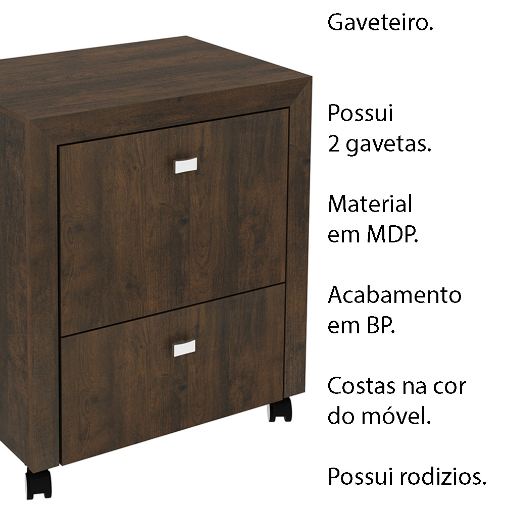 Gaveteiro para Escritório Home Office ME4112 MDP Rustico G69 - Gran Belo