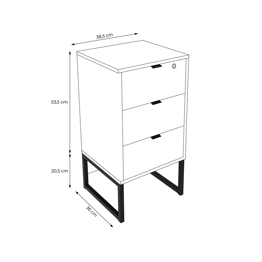 Gaveteiro para Escritório Home Office ME4158 MDP Amendoa/Preto G69 - Gran Belo