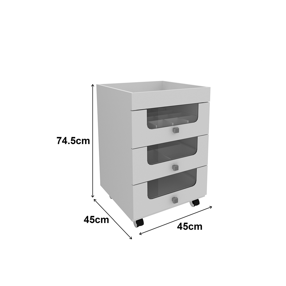 Gaveteiro para Escritório Home Office PE2013 MDP Branco G69 - Gran Belo