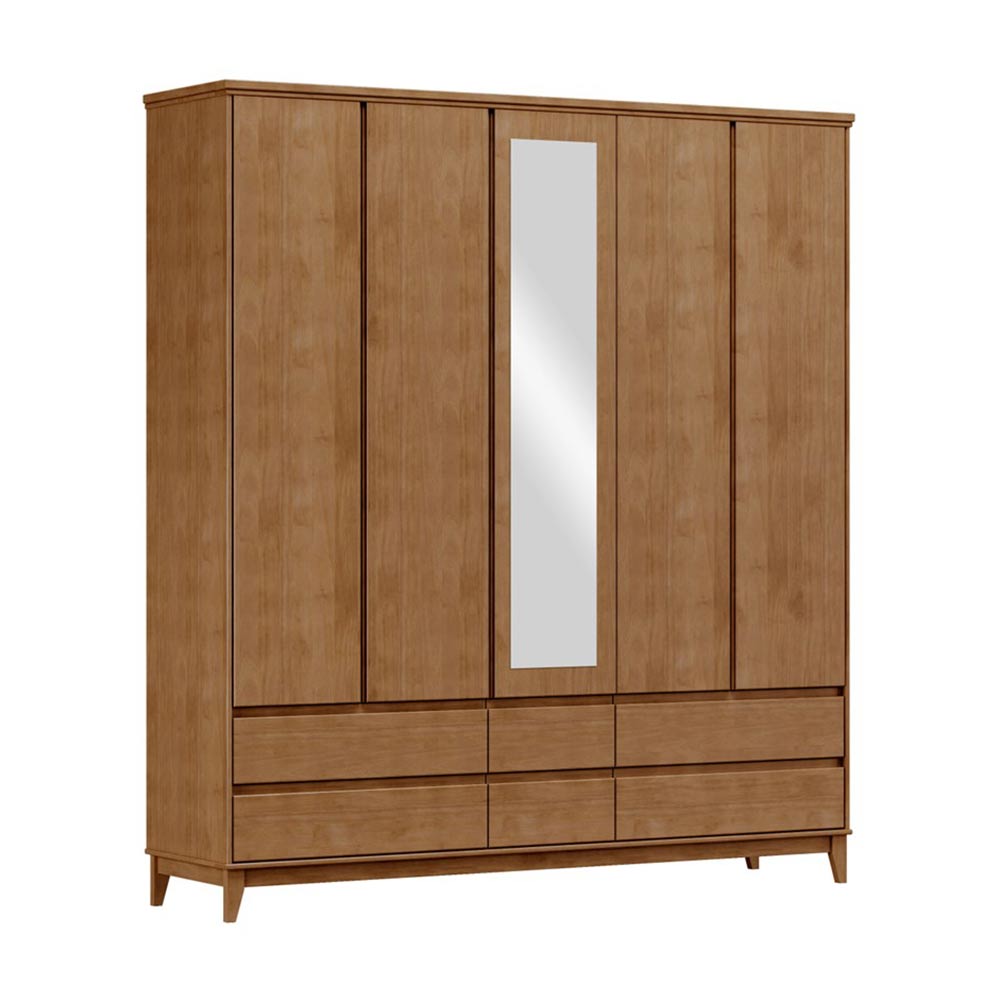 Guarda Roupa MDF 5 Portas Cullen 6 Gavetas Freijó - G74 - Gran Belo