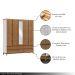 Guarda Roupa MDF 5 Portas Cullen 6 Gavetas OffWhite/Freijó G74 - Gran Belo