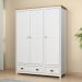 Guarda Roupa Madeira Maciça 3 Portas Osiris 2 Gavetas Branco/Freijó - G74 - Gran Belo