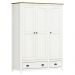 Guarda Roupa Madeira Maciça 3 Portas Osiris 2 Gavetas Branco/Freijó - G74 - Gran Belo