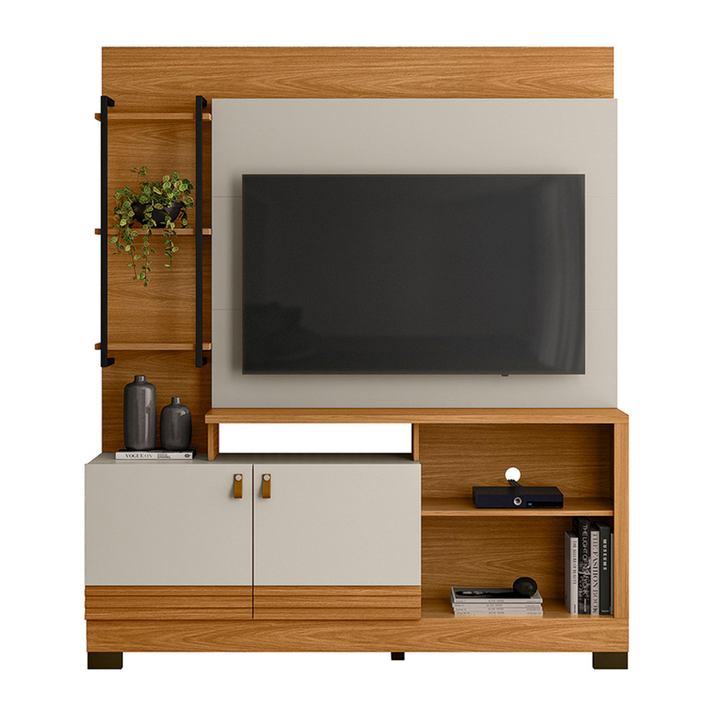 Home Decorativo Jatiuca MDP/MDF Ripado TV Até 50 Polegadas Nature/Off White G77 - Gran Belo