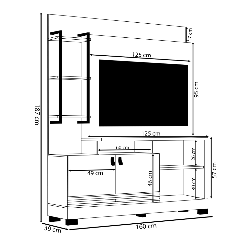 Home Decorativo Jatiuca MDP/MDF Ripado TV Até 50 Polegadas Nature/Off White G77 - Gran Belo