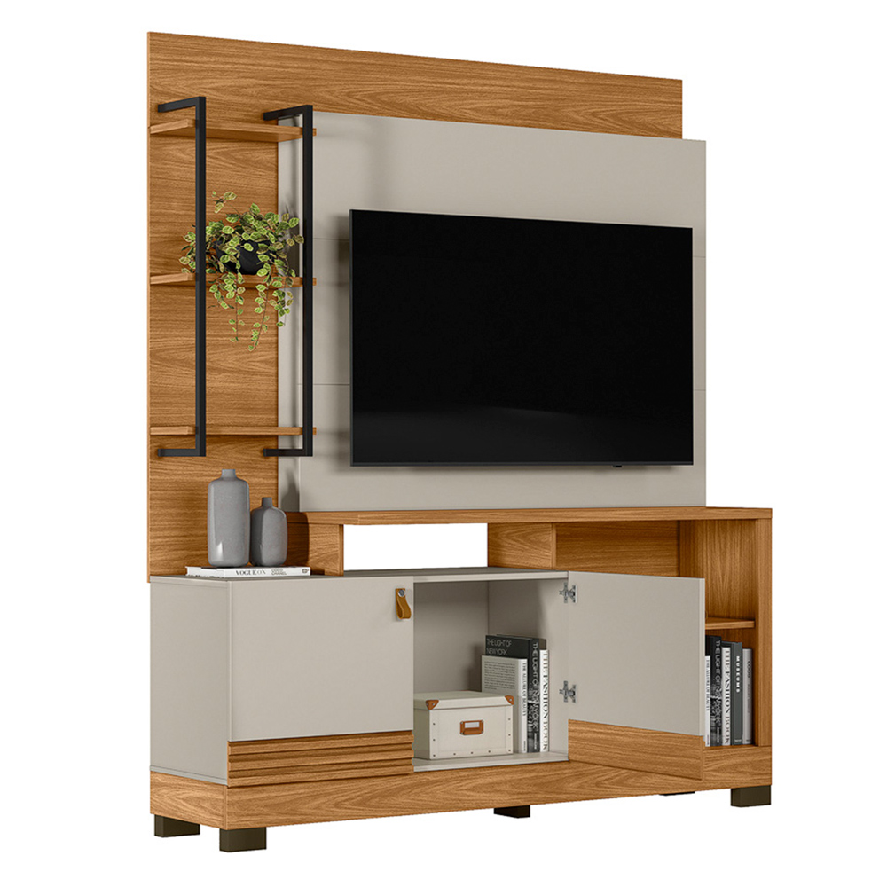 Home Decorativo Jatiuca MDP/MDF Ripado TV Até 50 Polegadas Nature/Off White G77 - Gran Belo