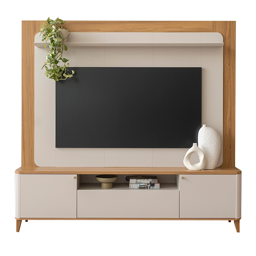 Home Decorativo Max MDP/MDF com Portas TV Até 70 Polegadas Tauari/Off White G77 - Gran Belo