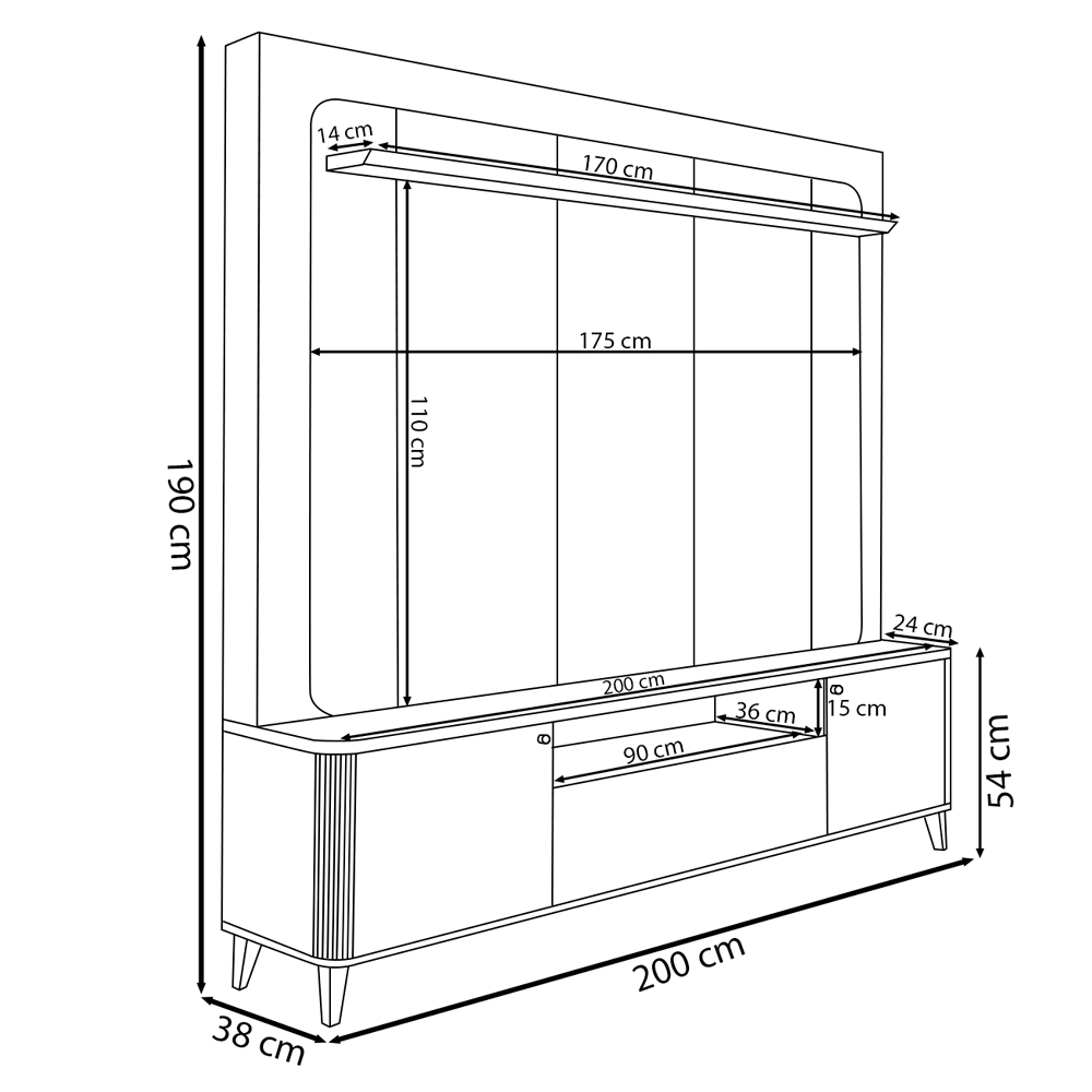 Home Decorativo Max MDP/MDF com Portas TV Até 70 Polegadas Tauari/Off White G77 - Gran Belo
