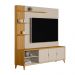 Home Decorativo Nala MDP/MDF TV até 70 Polegadas Pés de Madeira Tauari/Off White G77 - Gran Belo