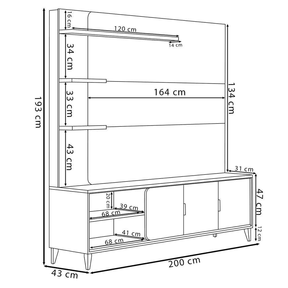 Home Decorativo Nala MDP/MDF TV até 70 Polegadas Pés de Madeira Tauari/Off White G77 - Gran Belo
