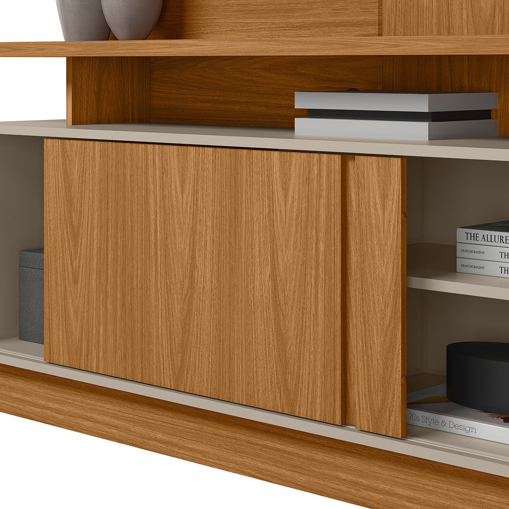 Home Decorativo Vicente MDF/MDP TV até 60 Polegadas Porta de Correr Nature/Off White G77 - Gran Belo