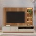 Home Estante Monterrey Decorativo TV até 82 MDP/HDF 240cm Fitas LED Nichos Freijó/Off White G73 - Gran Belo
