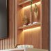 Home Estante Monterrey Decorativo TV até 82 MDP/HDF 240cm Fitas LED Nichos Freijó/Off White G73 - Gran Belo