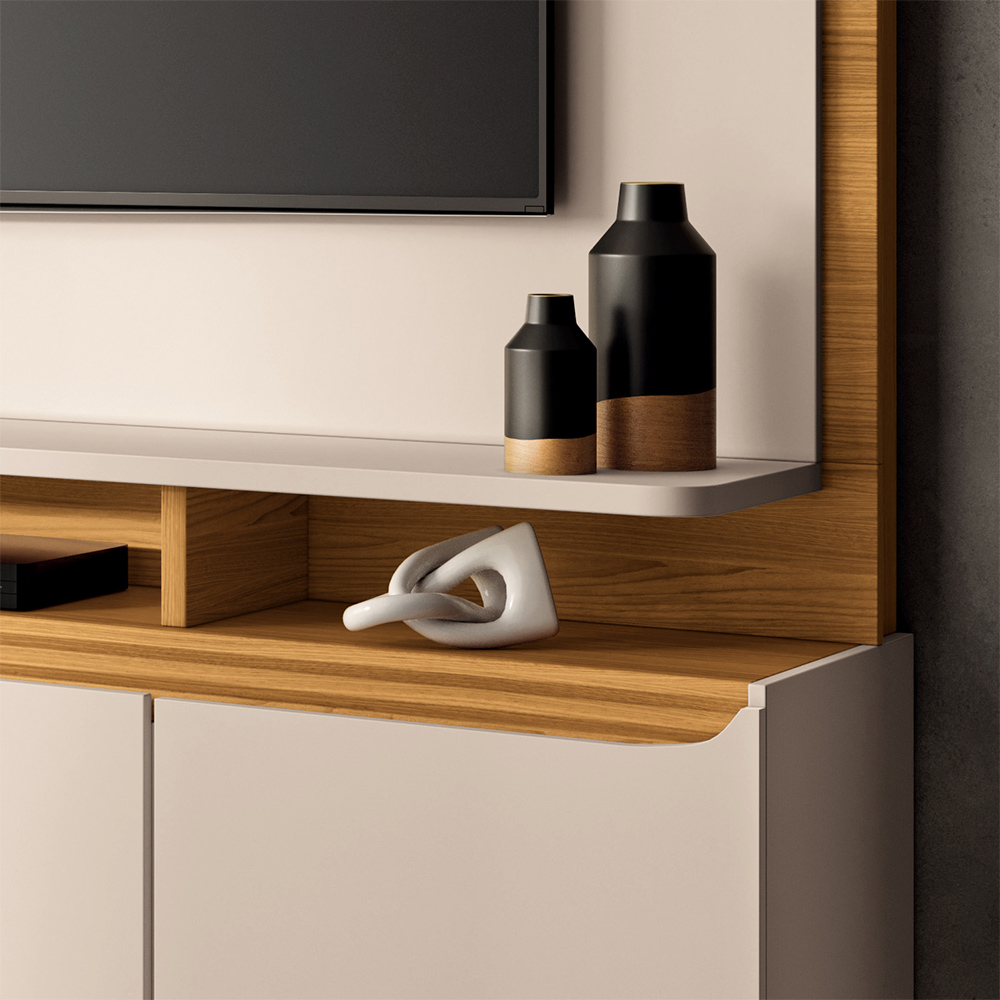 Home Estante Quantum 2 Portas em MDP/MDF para TV até 70 Polegadas Off White/Cinamomo G26 - Hb Móveis