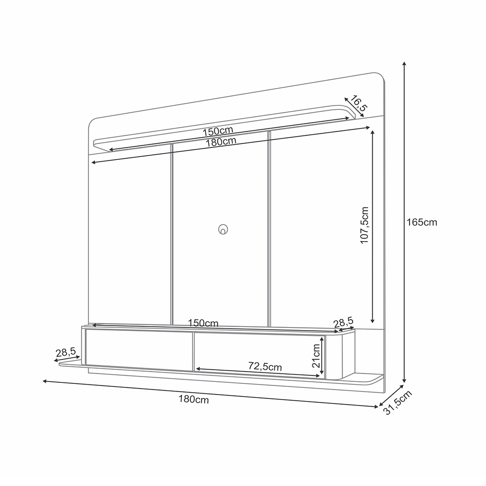 Home Painel  Suspenso Decorativo Messier para TV 70 Polegadas Off White/Champagne G26 - Gran Belo